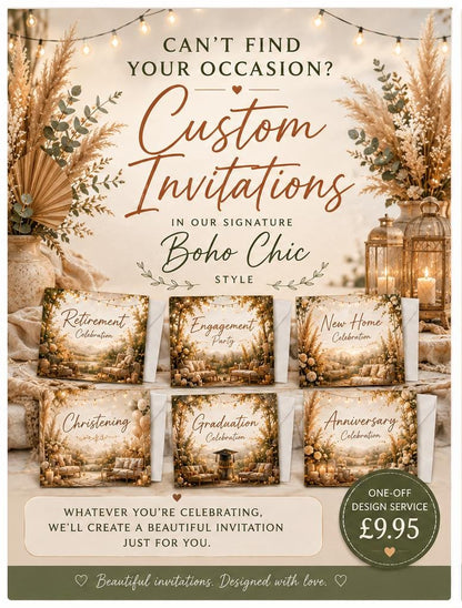 Personalised Invitations, Garden Party, Birthday, BBQ, Retirement & Celebration Invites, Choose Your Favourite Scene, Pack of 10