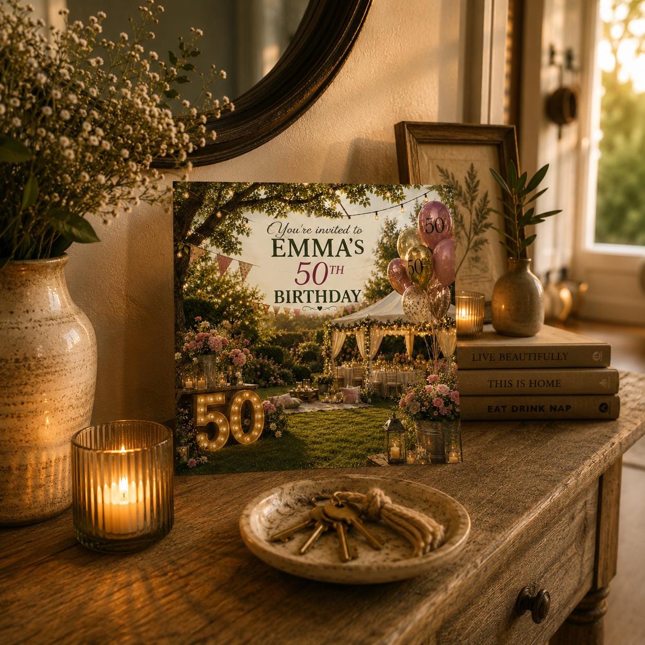 Personalised Invitations, Garden Party, Birthday, BBQ, Retirement & Celebration Invites, Choose Your Favourite Scene, Pack of 10