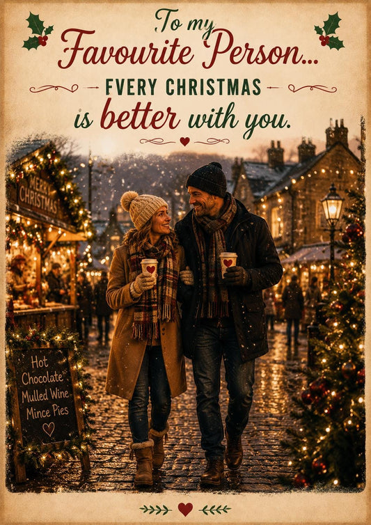 Christmas Card for Couples, Personalised Partner Christmas Card, Husband Wife Boyfriend Girlfriend, 15 Festive Designs