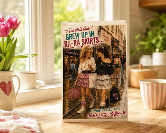 1980s Ra Ra Skirt Card, 80s Nostalgia Card for Her, Gen X Birthday Card, Best Friend Card, Retro 80s Fashion Friendship Card