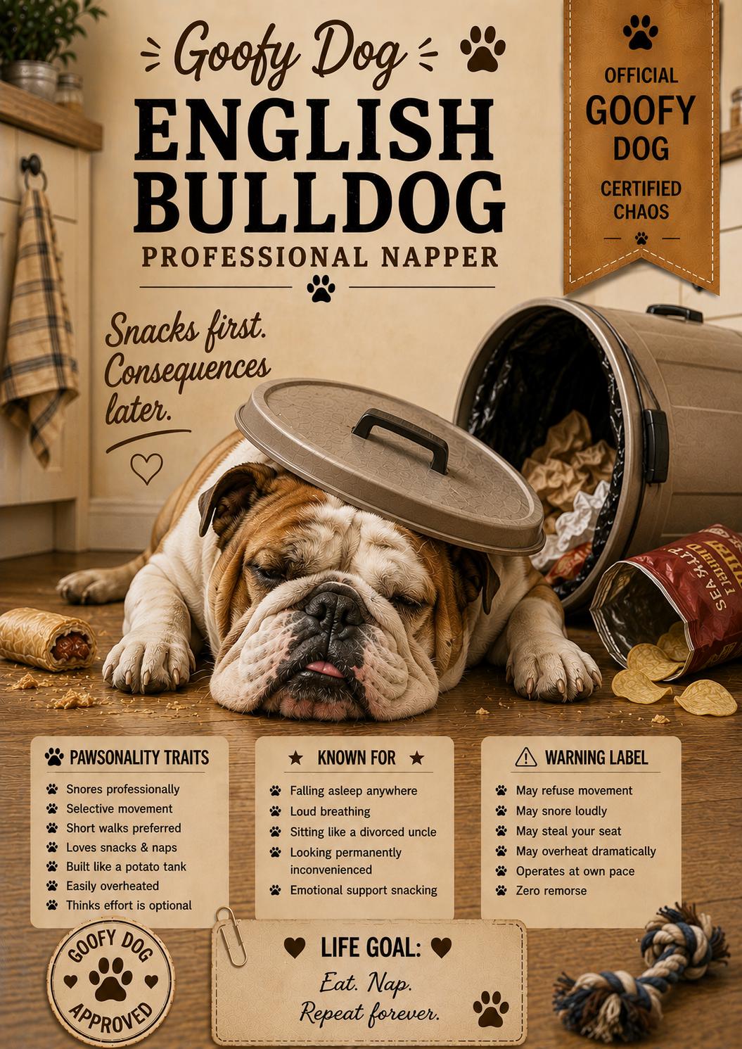 Funny English Bulldog Gift, Goofy Dog Card, Dog Mum Birthday Card