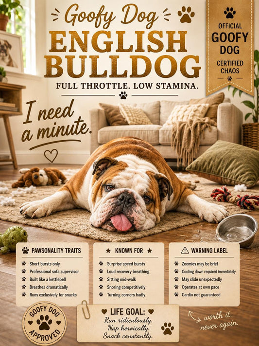 Funny English Bulldog Gift, Goofy Dog Card, Dog Mum Birthday Card