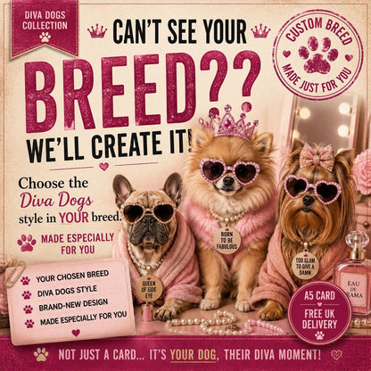 Custom Diva Dog Breed Card, Personalized Birthday Gift (A5 Card)