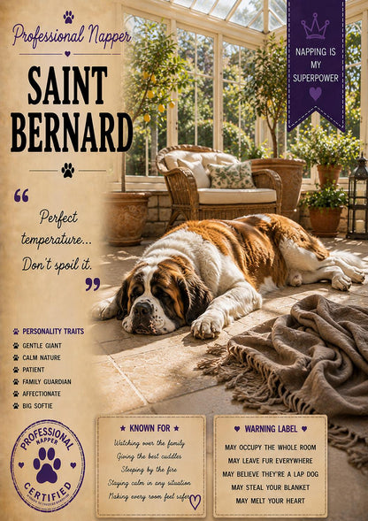 Funny Saint Bernard Card, Lazy Dog Gift, Gentle Giant Birthday Card