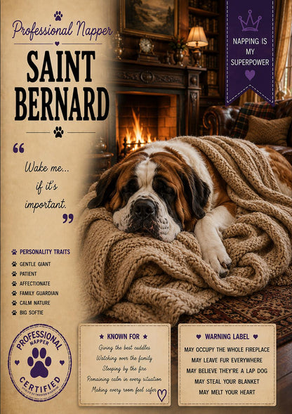 Funny Saint Bernard Card, Lazy Dog Gift, Gentle Giant Birthday Card