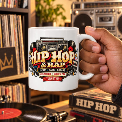 Hip Hop Mug, Rap Music Gift, Old School Hip Hop Cup, 80s 90s Music Present for Him, DJ or Rap Fan