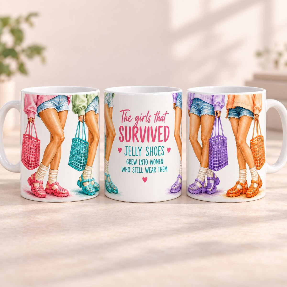 Jelly Shoes Mug, Funny 80s Nostalgia Gift for Women, Retro Friendship Coffee Cup, Gen X Birthday Gift, 11oz Ceramic Mug