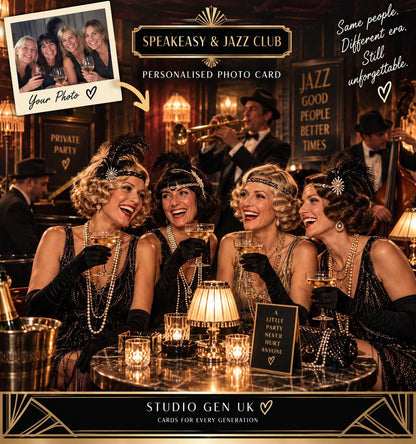 Personalised 1920s Photo Card, Custom Birthday Anniversary Card, Roaring Twenties Gift, Choose Your Era Card