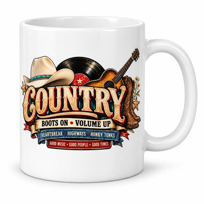 Country Music Mug, Cowgirl Gift, Cowboy Gift, Western Style Cup, Country Music Lover Present for Her or Him