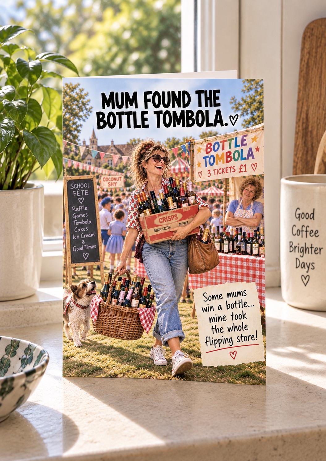 Funny Mum Birthday Card, Gen X Mum Card, School Fete Bottle Tombola, 80s 90s Nostalgia Card, Funny Family Card for Mum