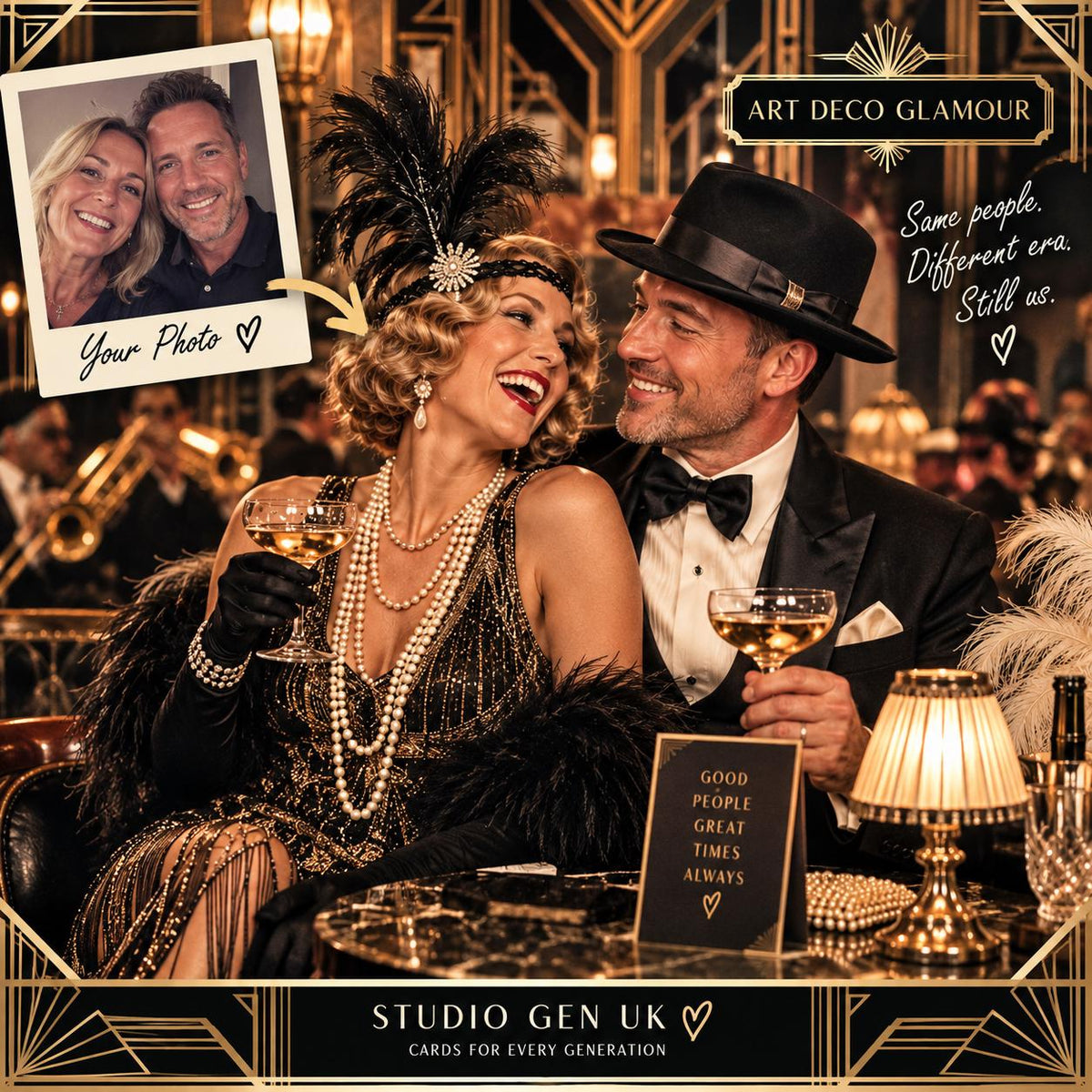 Personalised 1920s Photo Card, Custom Birthday Anniversary Card, Roaring Twenties Gift, Choose Your Era Card