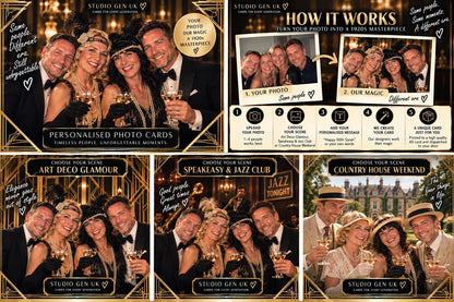 Personalised 1920s Photo Card, Custom Birthday Anniversary Card, Roaring Twenties Gift, Choose Your Era Card