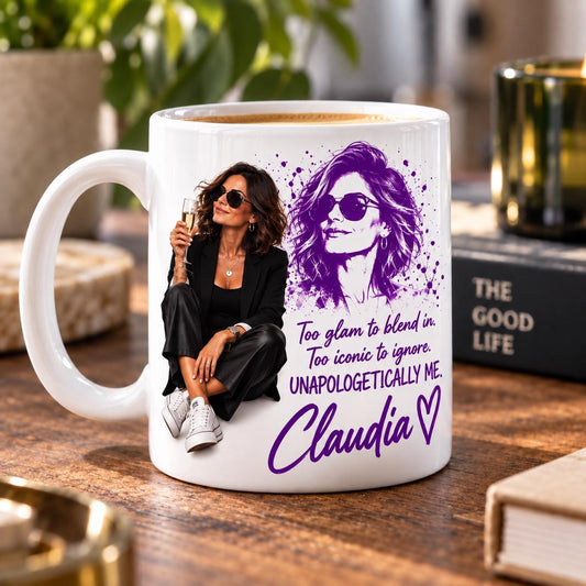 Personalised Photo Mug for Her, Glam Custom Portrait Mug, Unique Birthday Gift for Her, Personalised Mug for Mum, Sister or Best Friend