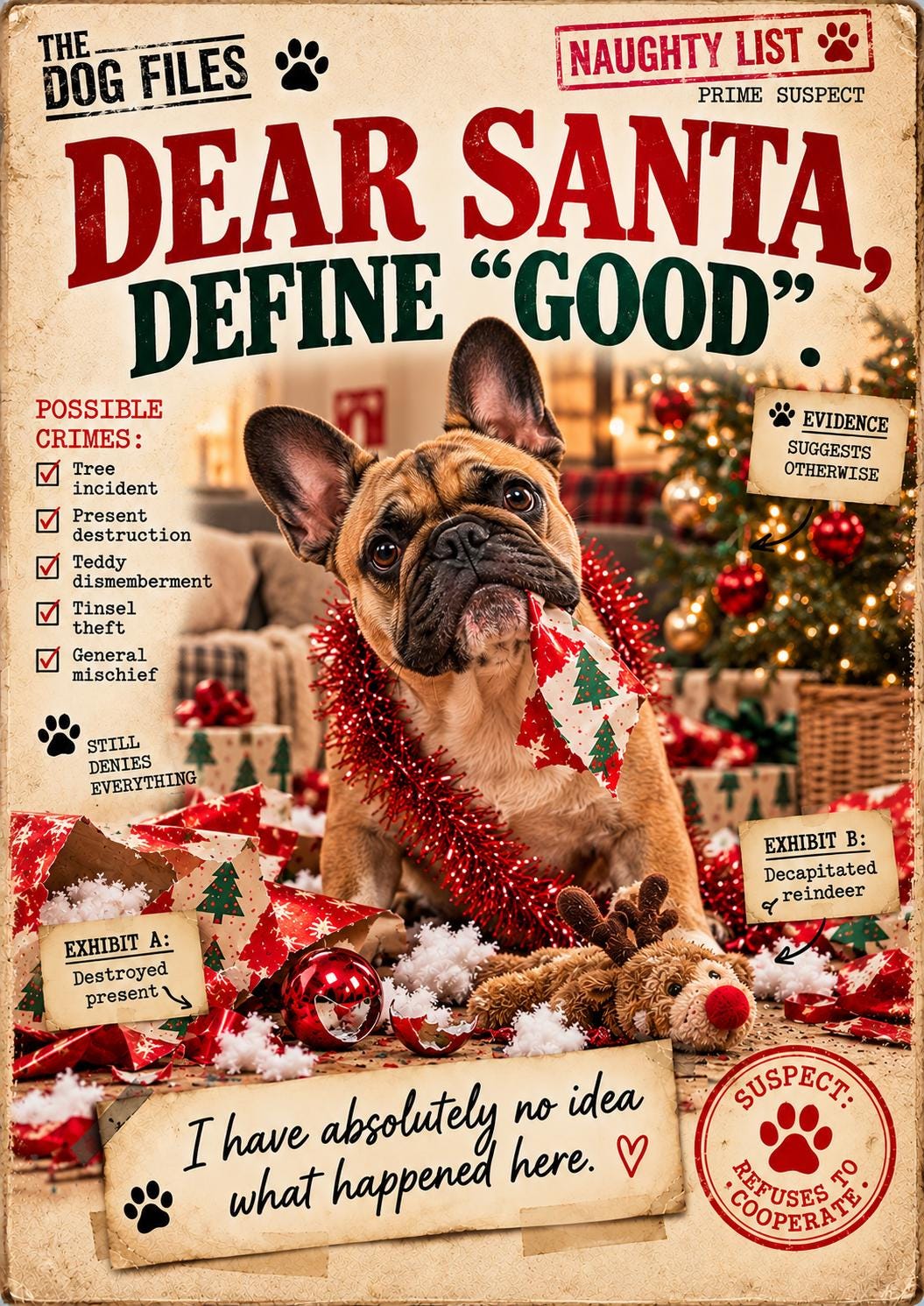 Funny Dog Christmas Card, Choose Your Breed, The Dog Files Xmas Greeting
