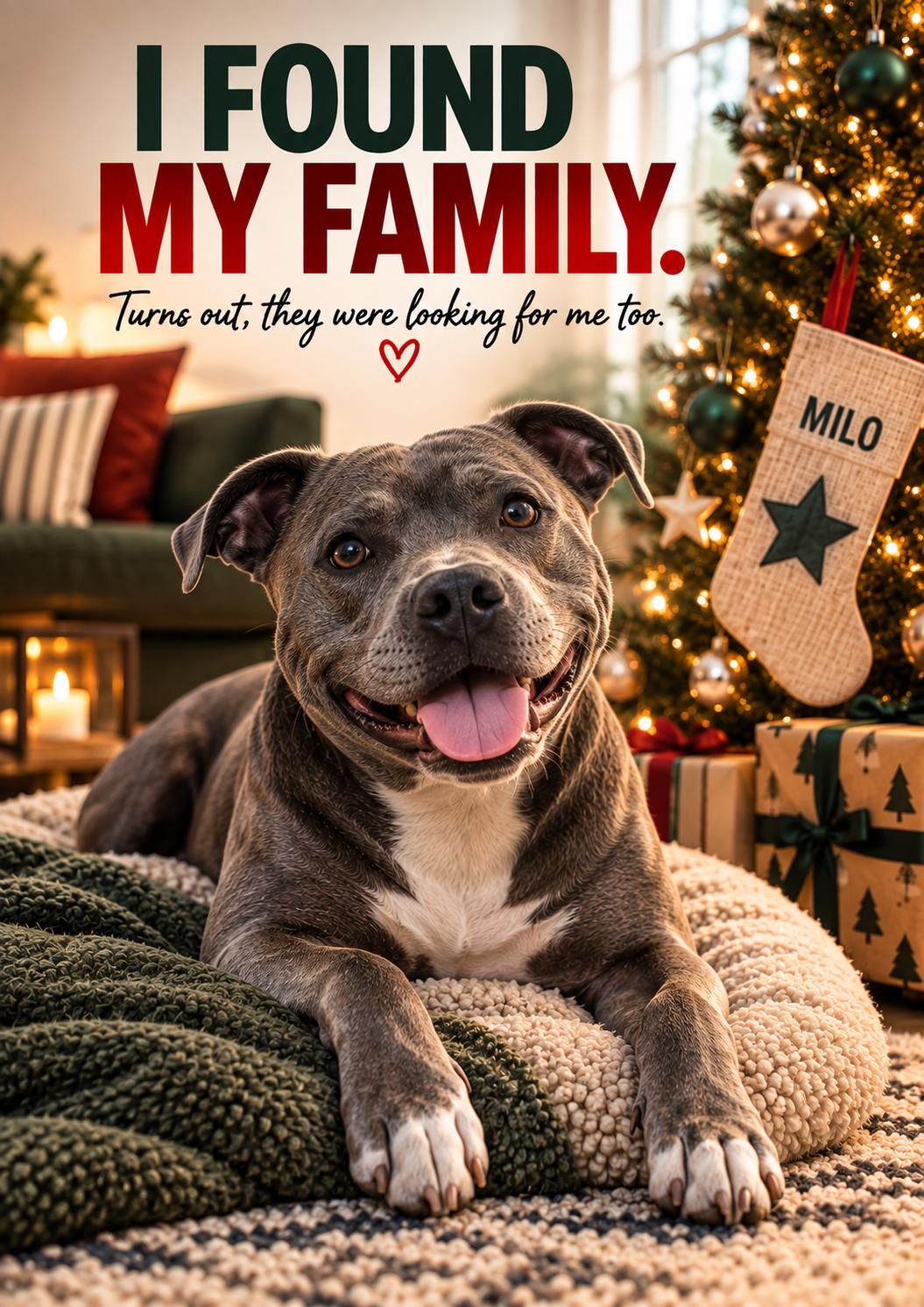 Personalised Rescue Dog Christmas Card, Custom Pet Photo, I Found My Family (A5 Card)
