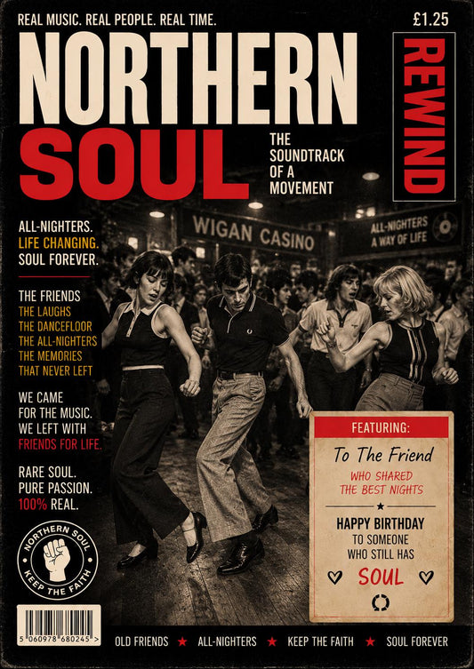 Personalised Northern Soul Birthday Card for Friend, Wigan Casino Inspired, Keep The Faith, Northern Soul Gift, Music Lover Card