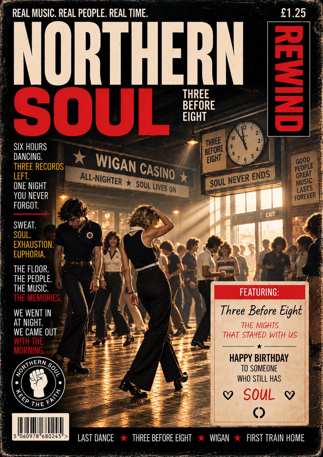 Personalised Northern Soul Birthday Card, Three Before Eight, Wigan Casino Inspired, Keep The Faith, Northern Soul Gift