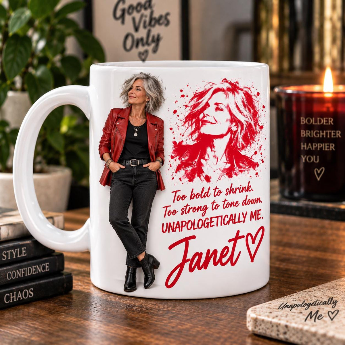 Personalised Photo Mug for Her, Fierce Custom Portrait Mug, Unique Birthday Gift for Women, Personalised Gift for Mum, Nan, Sister or Friend