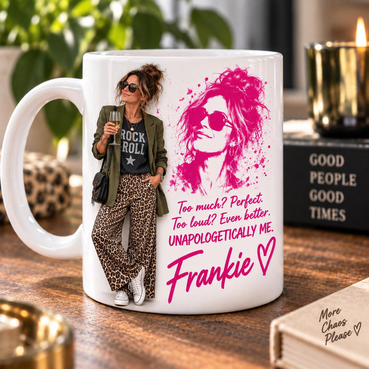 Personalised Photo Mug for Her, Funny Best Friend Mug, Chaos Queen Custom Portrait Mug, Personalised Birthday Gift for Sister or Friend