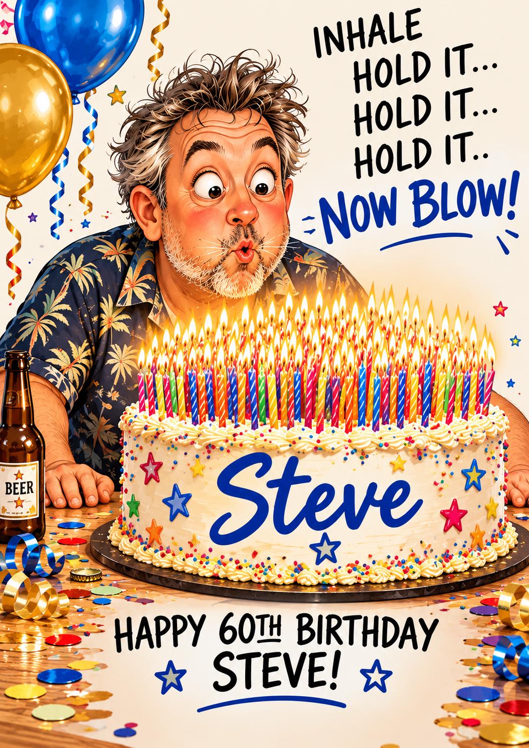 Personalised Funny Birthday Card for Him, Custom Age & Name Birthday Card, Too Many Candles Card, Personalised Inside