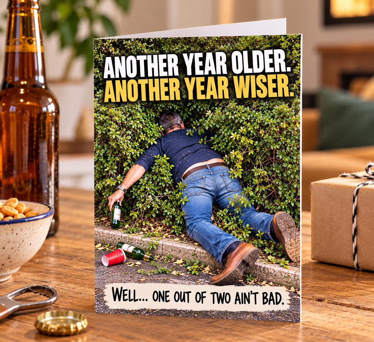 Funny Birthday Card for Him, Another Year Older Another Year Wiser, Rude Birthday Card, Men’s Drinking Humour Card, A5 Birthday Card