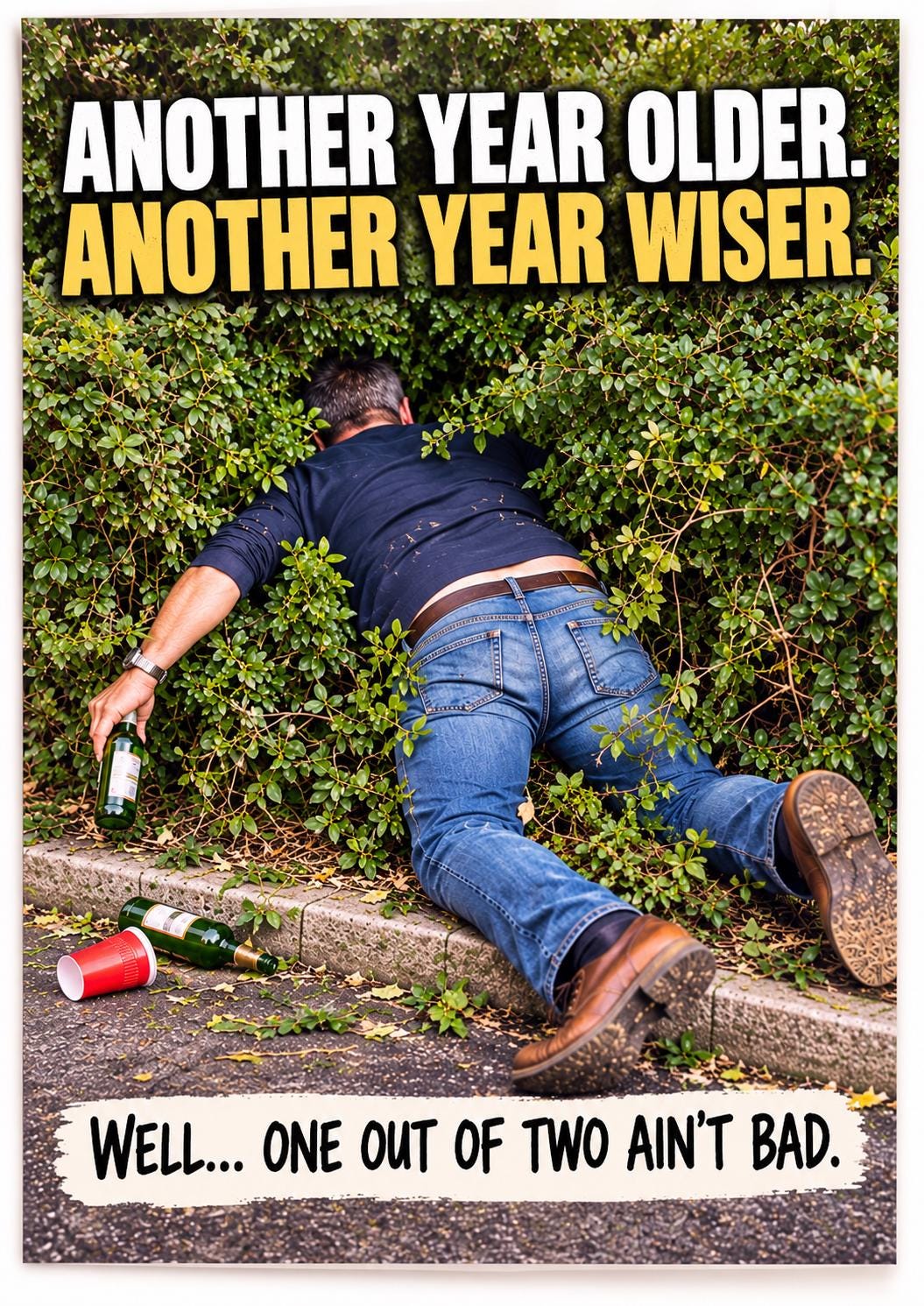 Funny Birthday Card for Him, Another Year Older Another Year Wiser, Rude Birthday Card, Men’s Drinking Humour Card, A5 Birthday Card