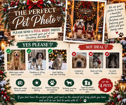 Personalised Dog Christmas Card, Custom Pet Photo, Family Name