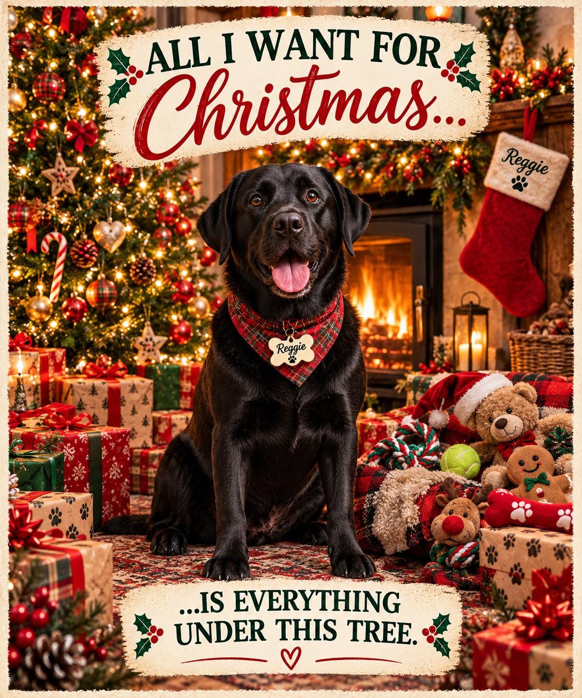 Personalised Dog Christmas Card, Custom Pet Photo, Festive Fur Baby (Digital Download)