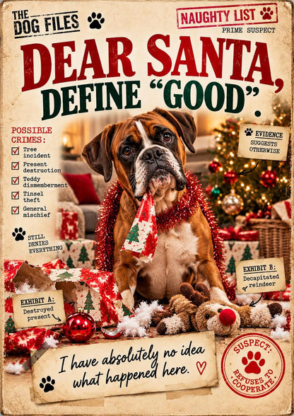 Funny Dog Christmas Card, Choose Your Breed, The Dog Files Xmas Greeting
