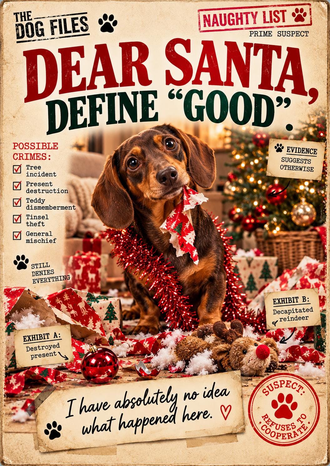 Funny Dog Christmas Card, Choose Your Breed, The Dog Files Xmas Greeting