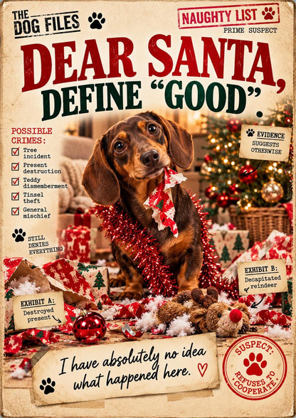 Funny Dog Christmas Card, Choose Your Breed, The Dog Files Xmas Greeting