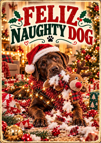 Funny Dog Christmas Card, Feliz Naughty Dog, Choose Your Breed or Add Your Own Dog, Personalised Xmas Card