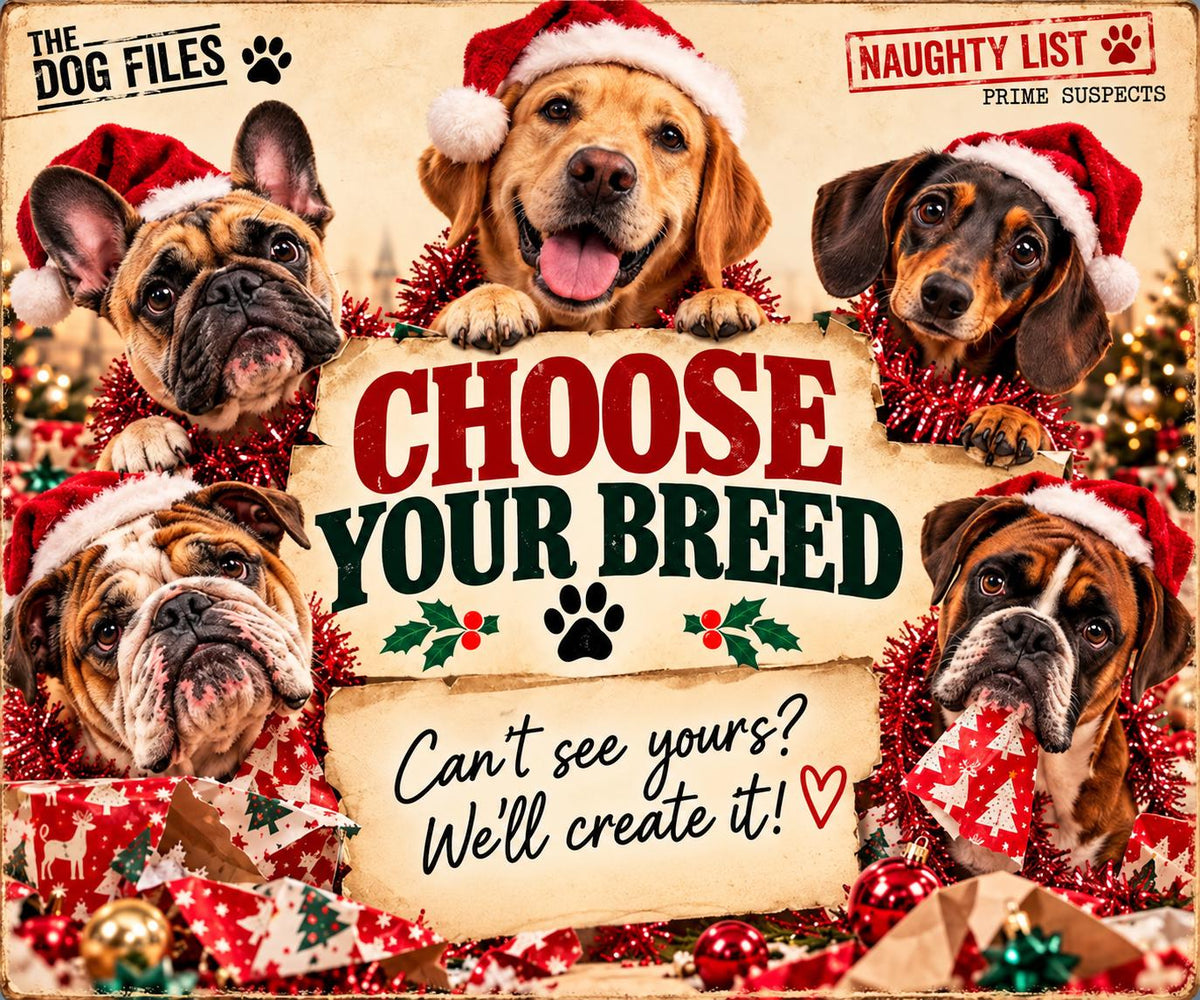 Funny Dog Christmas Card, Feliz Naughty Dog, Choose Your Breed or Add Your Own Dog, Personalised Xmas Card