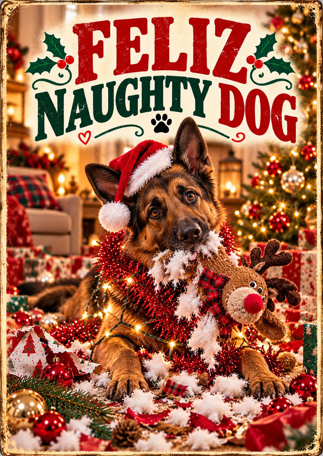 Funny Dog Christmas Card, Feliz Naughty Dog, Choose Your Breed or Add Your Own Dog, Personalised Xmas Card